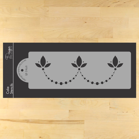 Dotted Scallop Cake Stencil Side by Designer Stencils