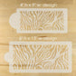 Two stencils with zebra pattern on a wooden surface