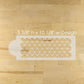 Decorative stencils with a geometric pattern on a wooden surface