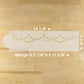 Cake Stencil with decorative design on a wooden floor, showing measurements.