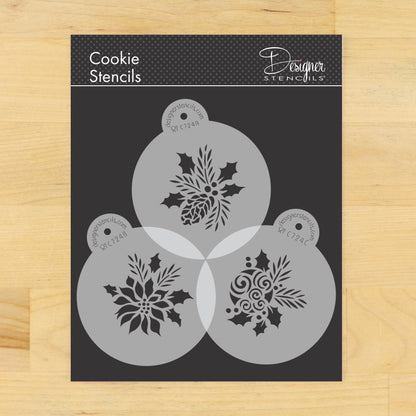 Forever Green Ornaments Round Cookie Stencil Set by Designer Stencils