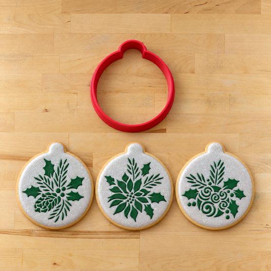 Forever Green Ornaments Round Cookie Stencil Set by Designer Stencils