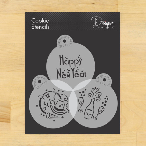 Happy New Year Stencil for Cookies – Confection Couture Stencils