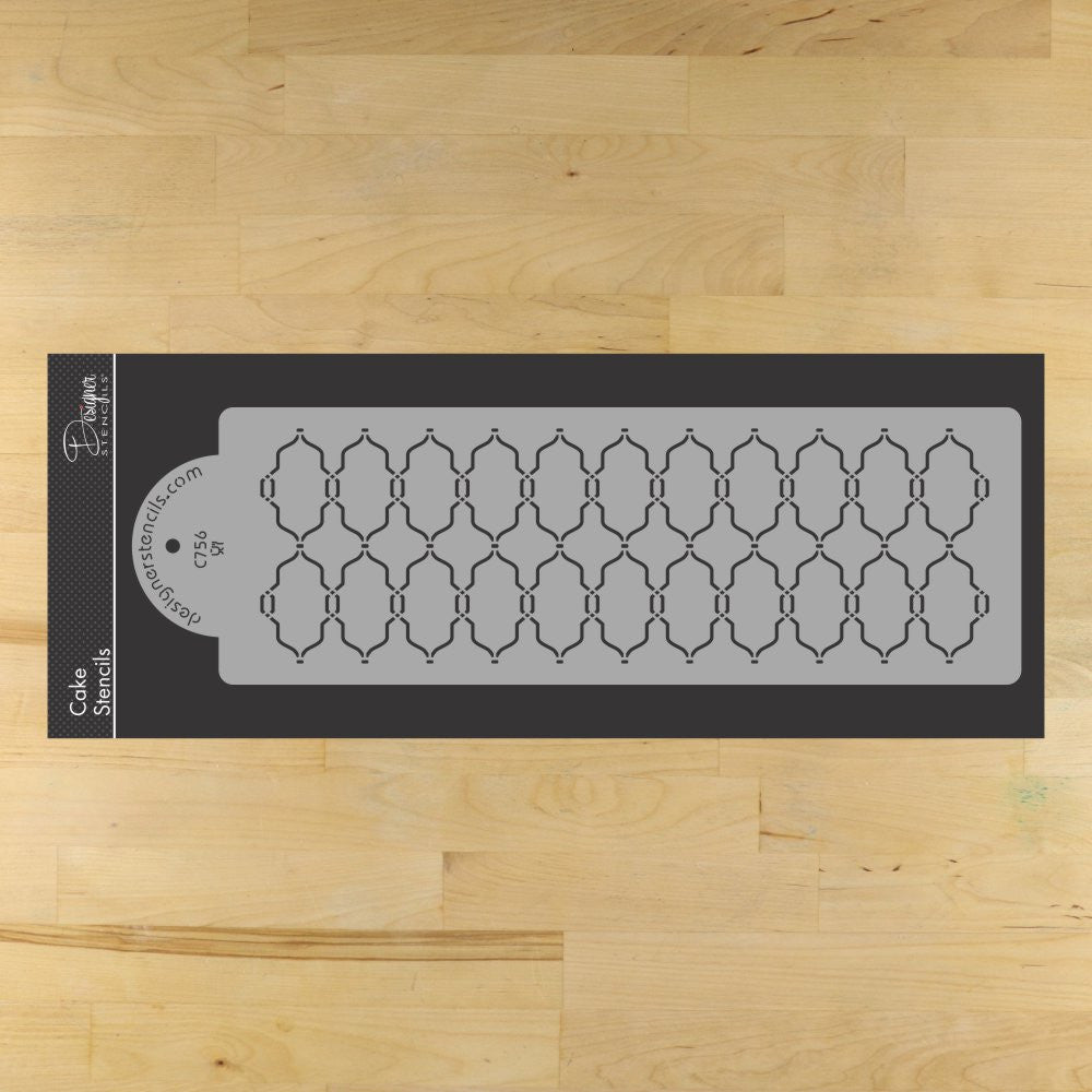 Moroccan Tile Cake Stencil Side by Designer Stencils
