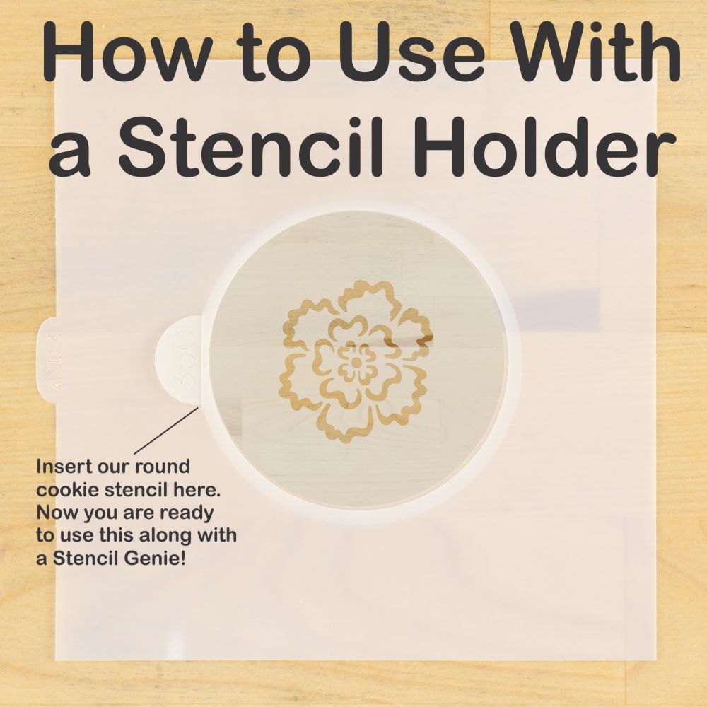 Brush Embroidery Flower Round Cookie Stencil Set by Designer Stencils