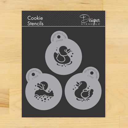 Rubber Duckies Round Cookie Stencil Sets by Designer Stencils 2 Inch Set