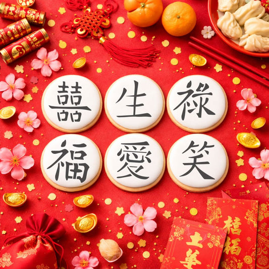 Chinese Characters Round Cookie Stencil Set by Designer Stencils
