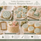 Collage of decorated desserts using a damask miniprint stencil with product images and text.