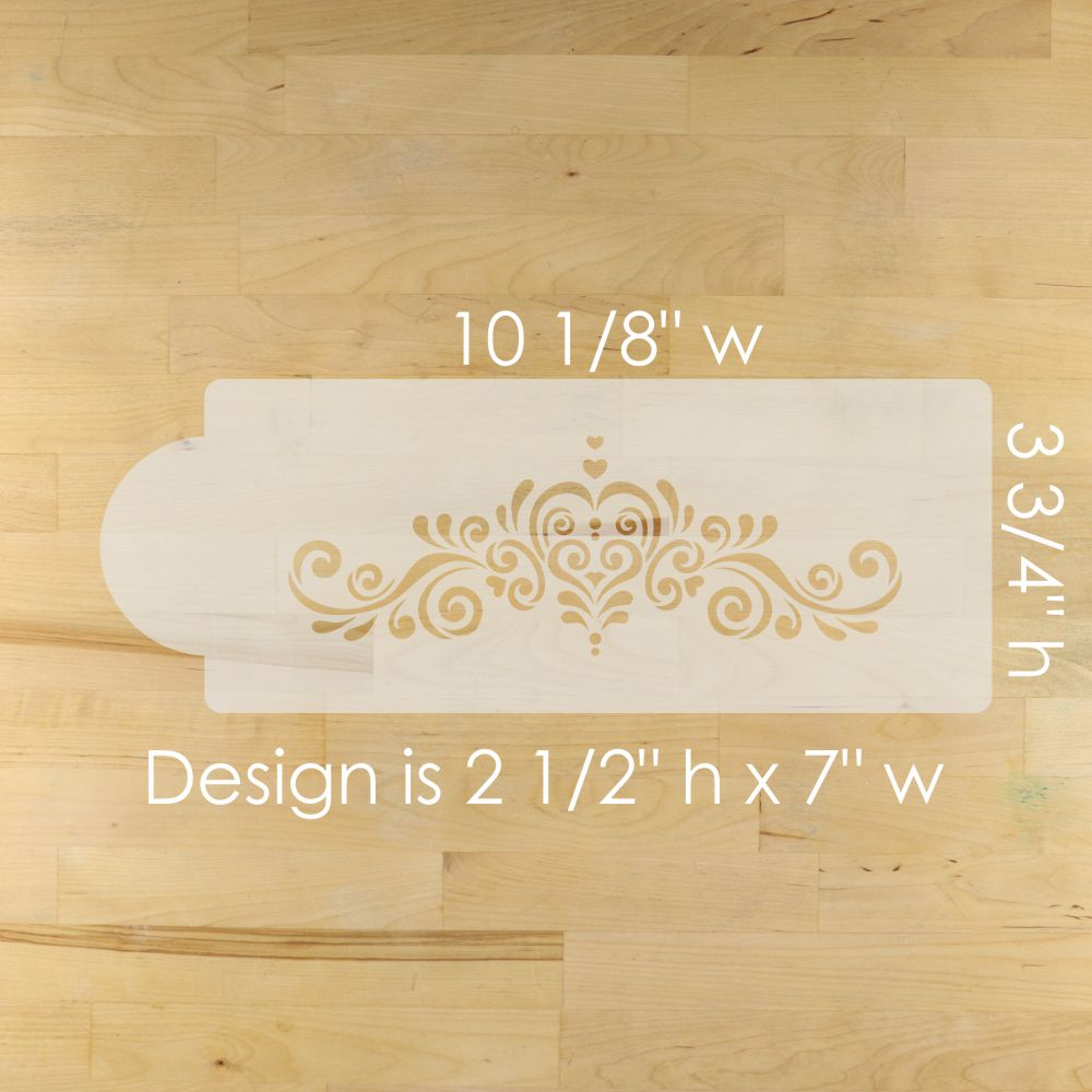 Cake stencils with measurements on a wooden surface