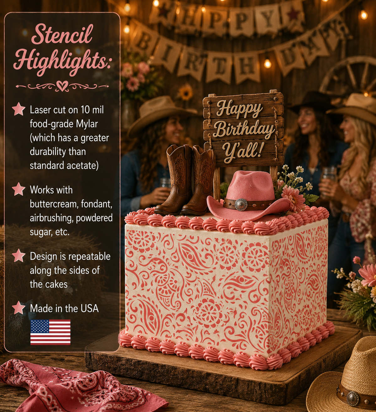 Stencil Highlights for the Paisley Henna cake stencil from confection couture stencils