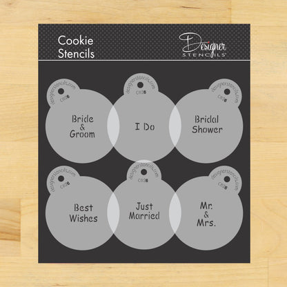Wedding Sayings Round Cookie Stencil Set by Designer Stencils