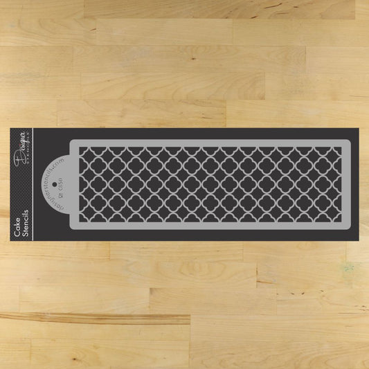 Solid Quatrefoil Cake Stencil Side by Designer Stencils