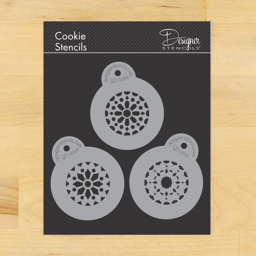 Kaleidoscope Patterns Round Cookie Stencil Set by Designer Stencils