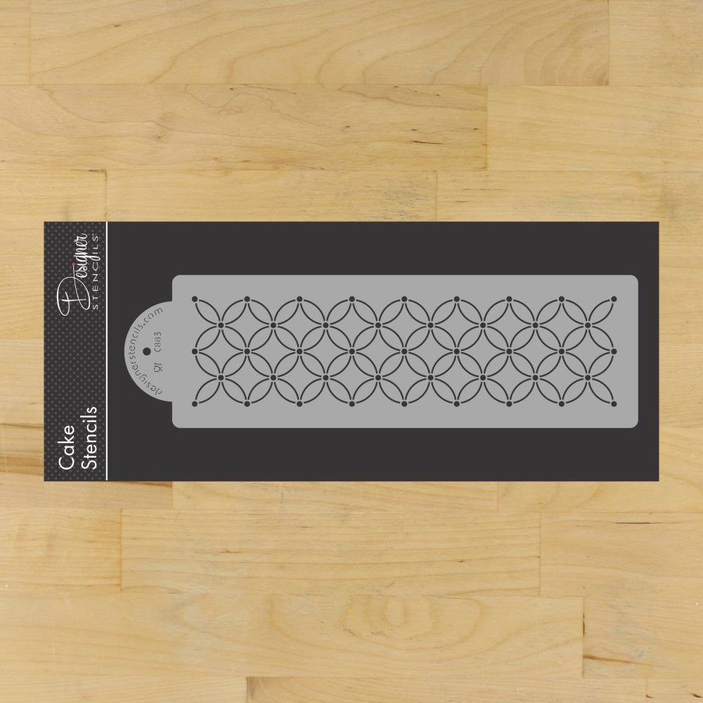 2 Row Deco Interlocking Circles Cake Stencil Side by Designer Stencils