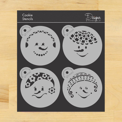 Snow Kids Round Cookie Stencil Set by Designer Stencils