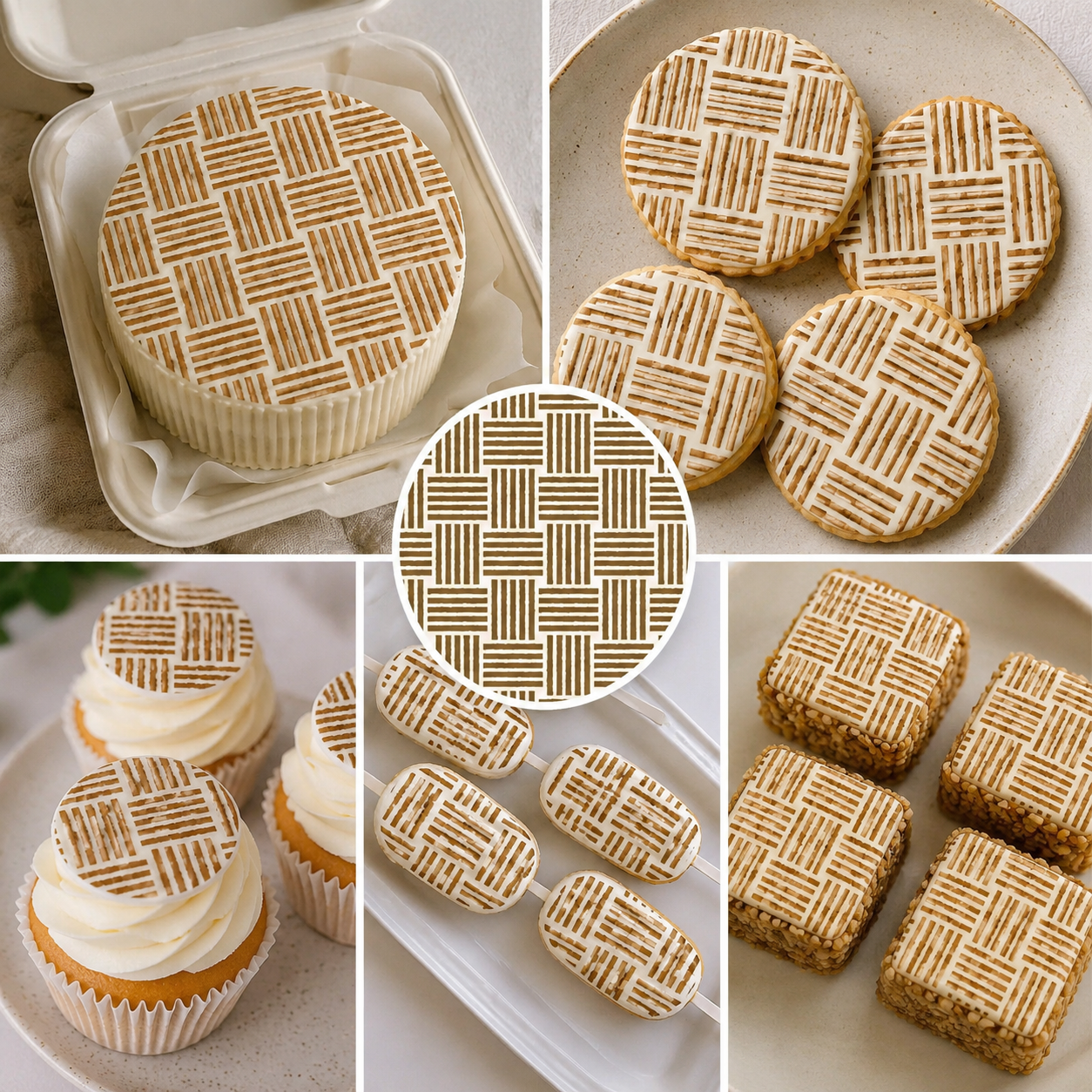 Basket Weave Miniprint Cake and Cookie Stencil by Designer Stencils