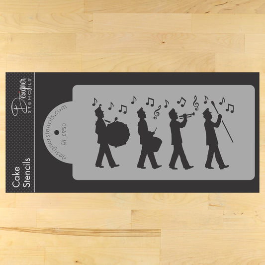 Marching Band Cake Stencil Side by Designer Stencils