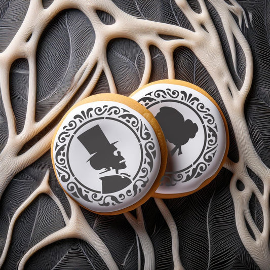 Skeleton Couple Round Cookies