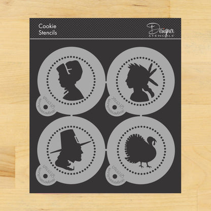Thanksgiving Silhouette Round Cookie Stencil Set by Designer Stencils