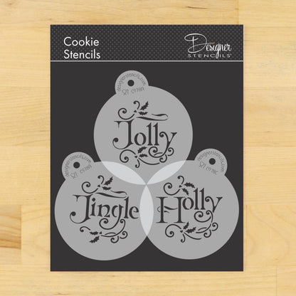 Holly Jolly and Jingle Round Cookie Stencil Set by Designer Stencils
