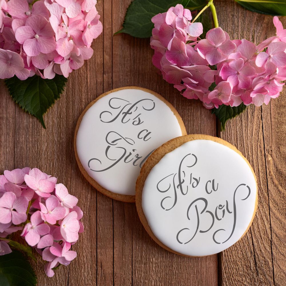 Script It's a Boy and Girl Round Cookies