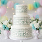 Collection of baby-themed phrases in a decorative font on a light green background