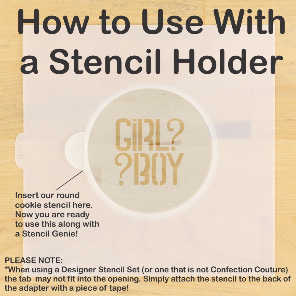 Gender Reveal Round Cookie Stencil Set by Designer Stencils