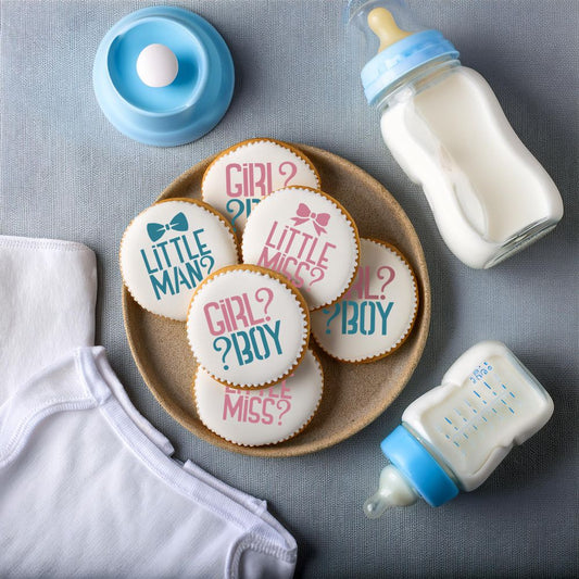 Gender Reveal Round Cookie Stencil Set by Designer Stencils