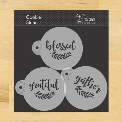 Grateful Blessed Gather Round Cookie Stencil Set by Designer Stencils