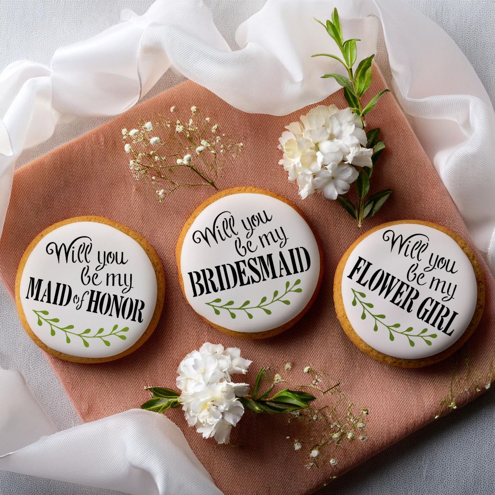 Be My Bridesmaid Round Cookies