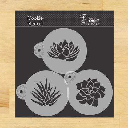 Succulent Plants Round Cookie Stencils by Designer Stencils