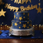 Scattered Stars applied to the sides of a navy blue cake at a celestial theme bir