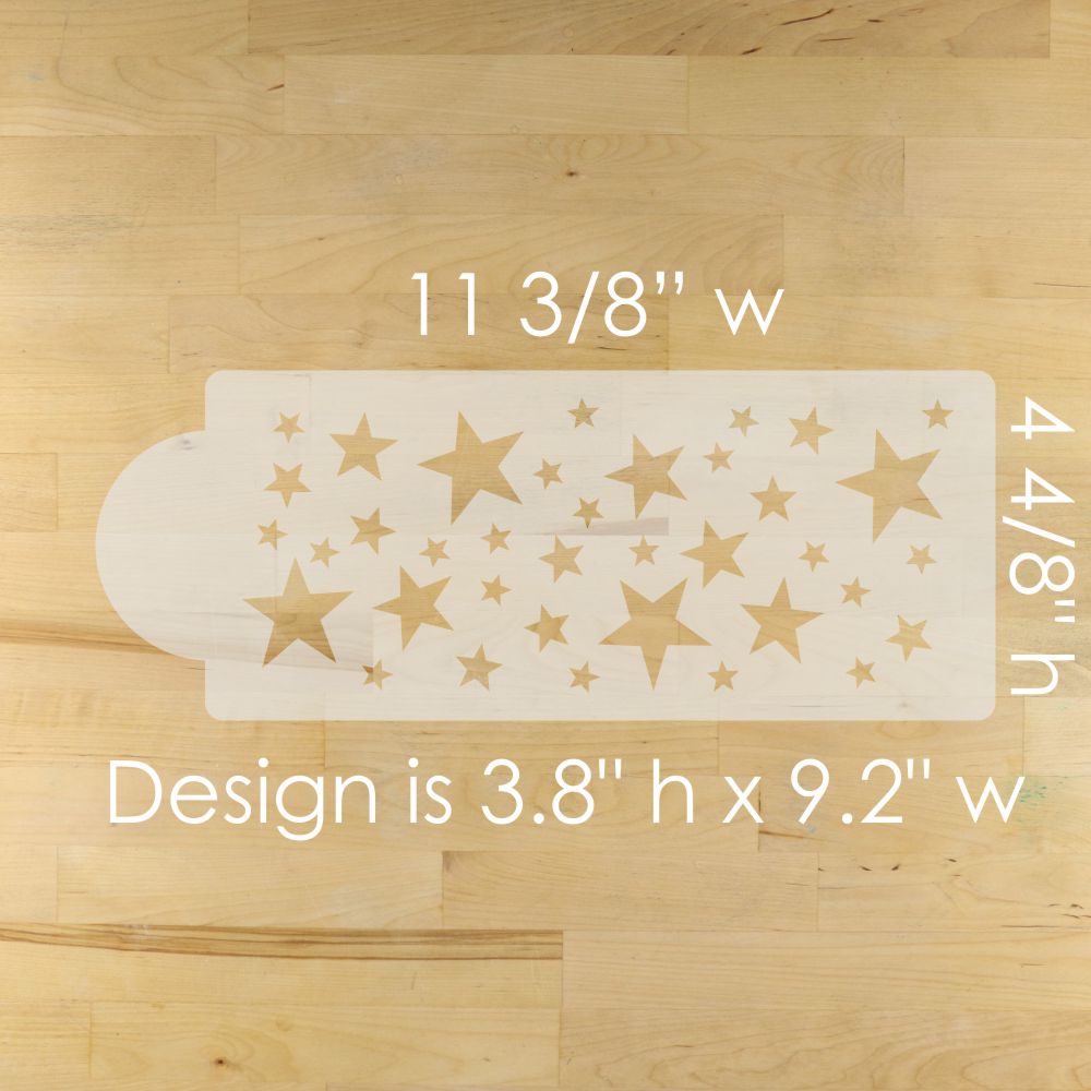 Dimensions for the Scattered Stars Cake Stencil