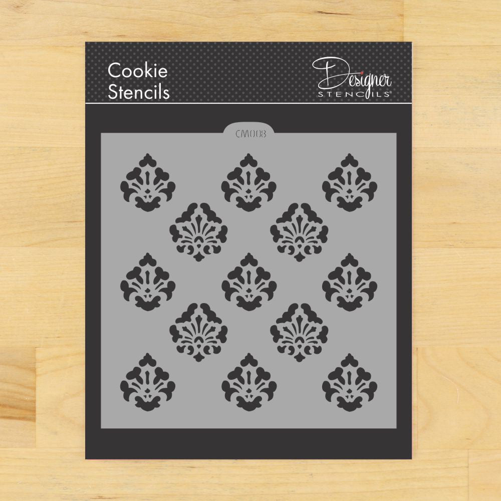 Mini Damask Allover Cookie Stencil by Designer Stencils