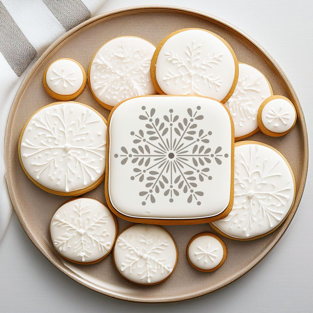 Retro Snowflake Cookie Stencil by Designer Stencils