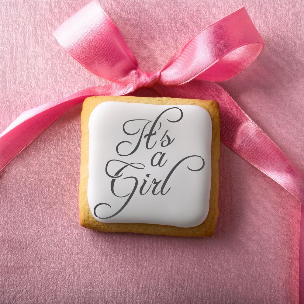 It's A Girl Cookies using the It's A Girl Cookie Stencil by Designer Stencils