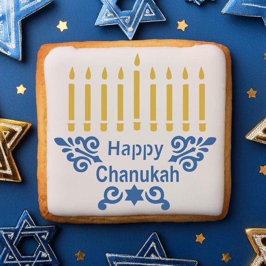 Happy Chanukah Menorah Cookie Stencil by Designer Stencils