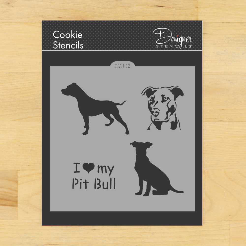 Pit Bull Dog Cookie Stencil by Designer Stencils – Confection Couture ...