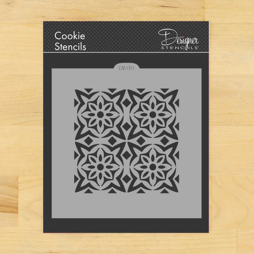 Flower Tile Cookie Stencil by Designer Stencils