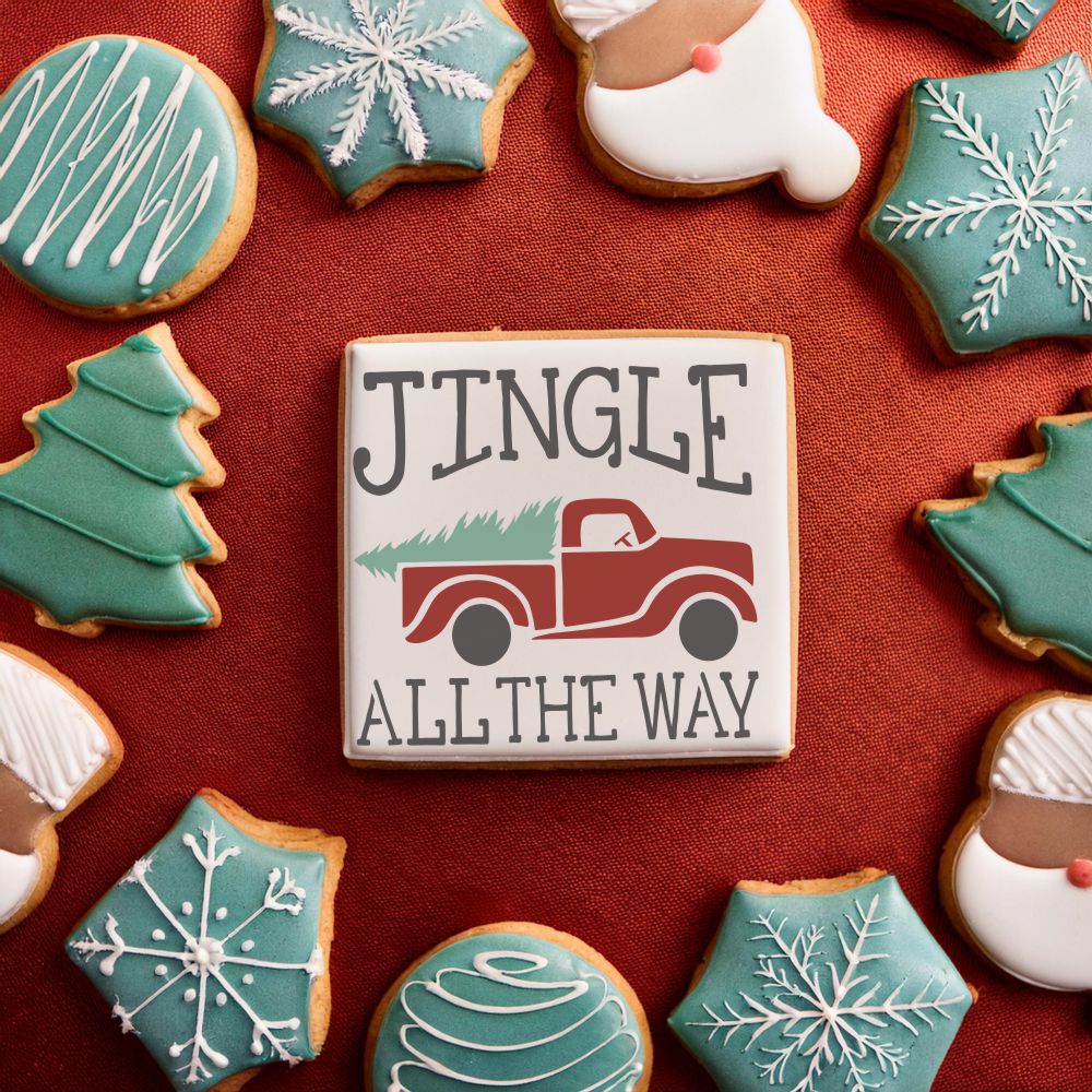 Jingle Vintage Truck Cookie Stencil by Designer Stencils