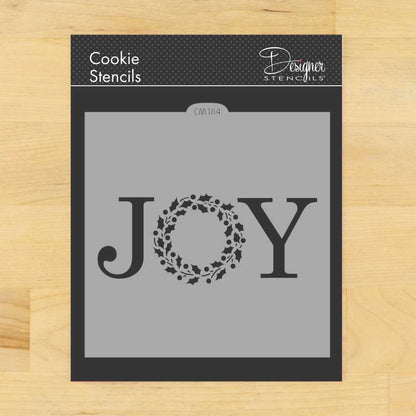 JOY with Holiday Wreath Cookie Stencil by Designer Stencils