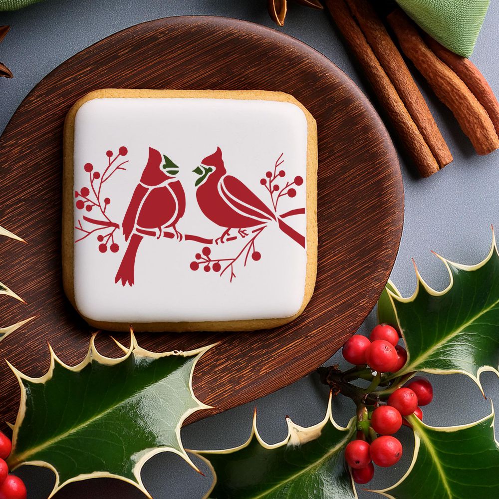 Cardinals on Branch Cookie Stencil by Designer Stencils