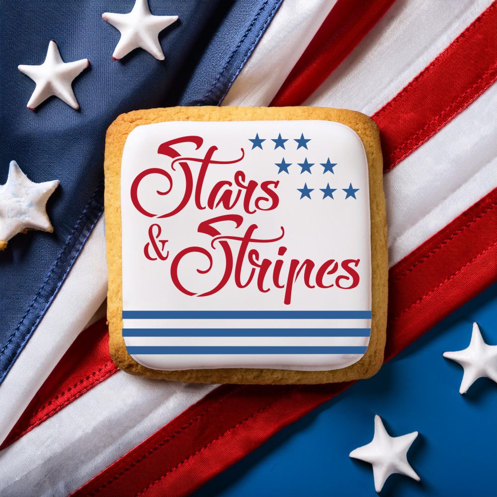 Stars and Stripes Lettering Cookie Stencil by Designer Stencils