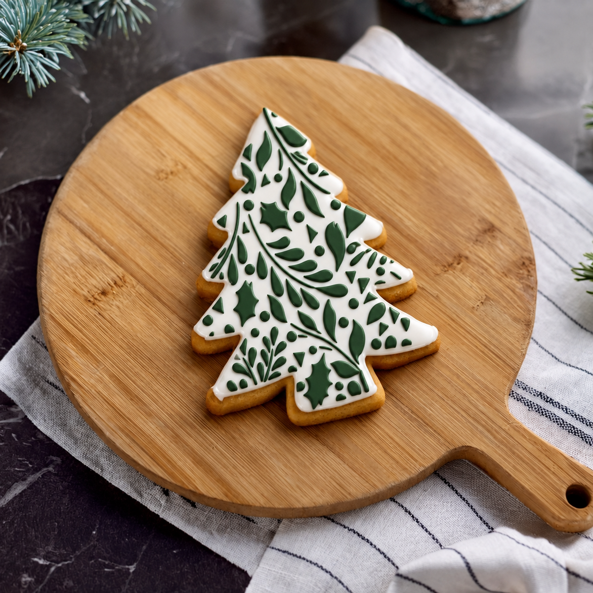 Winter Greenery Cookie Stencil by Designer Stencils
