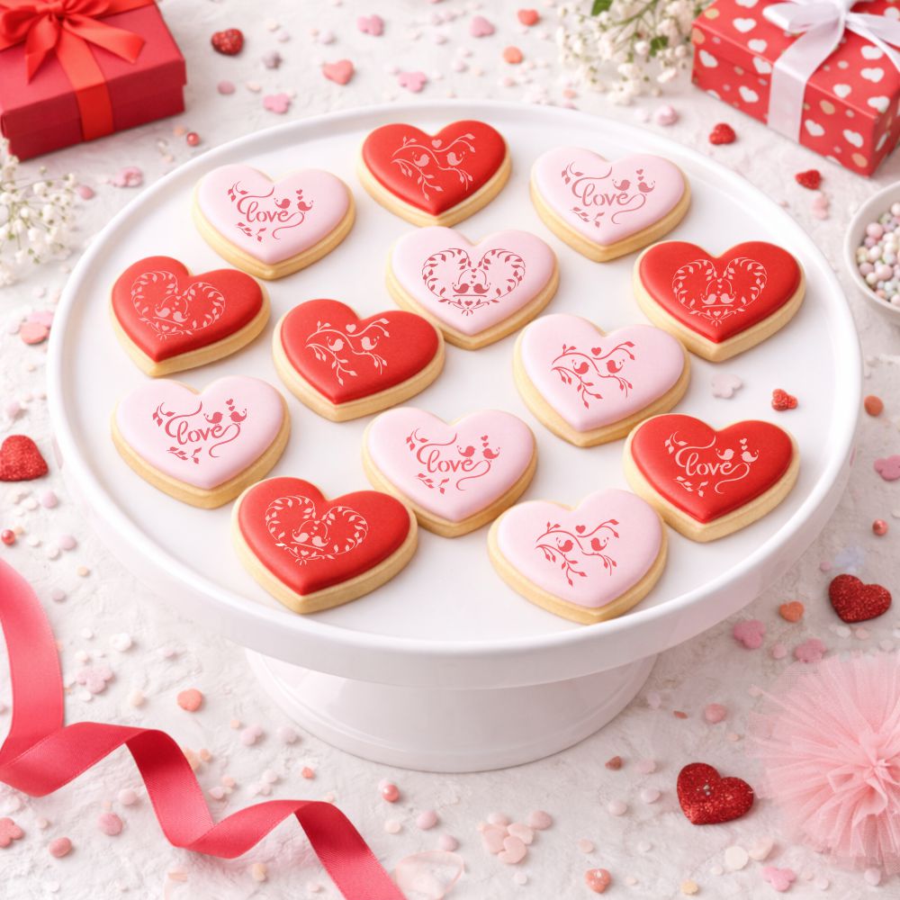 Love Birds Heart Shaped Cookie Stencil Set by Designer Stencils