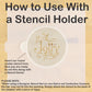 Instructions on how to use a stencil holder with a round cookie stencil 