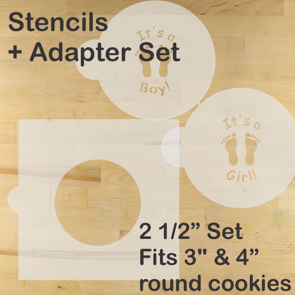 Gender Reveal Round Cookie Stencil Sets by Designer Stencils