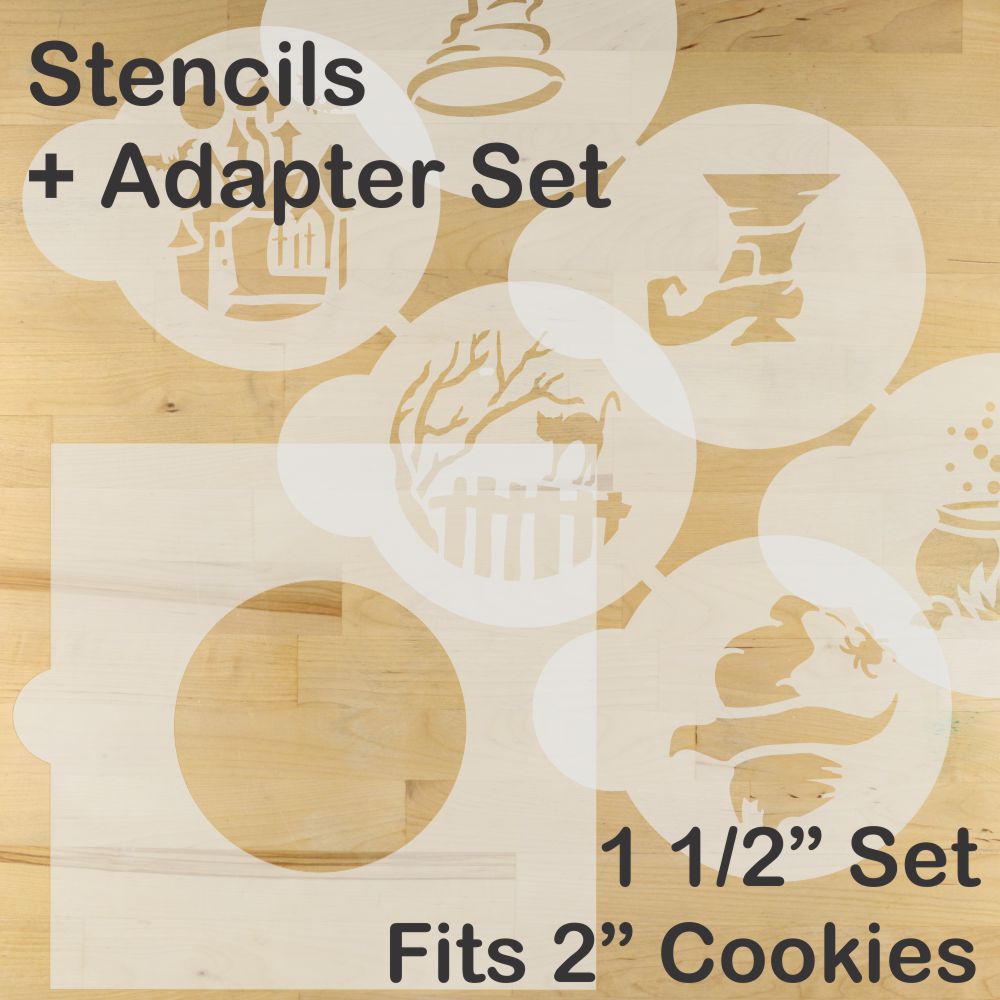 Witchy Halloween Round Cookie Stencil Sets by Designer Stencils