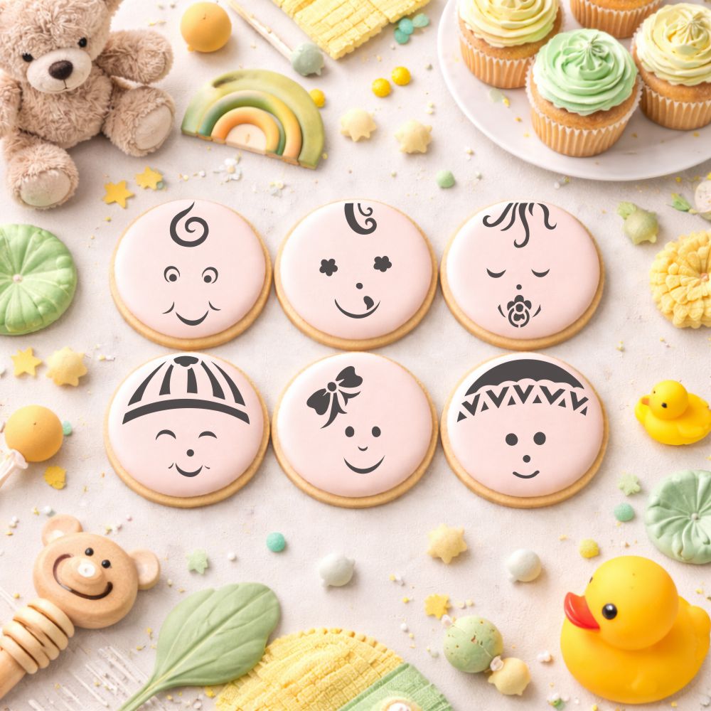 Baby Faces Round Cookie Stencil Sets by Designer Stencils