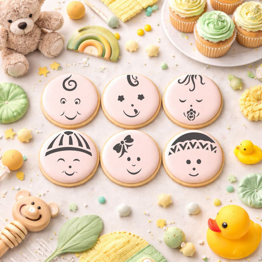Baby Faces Round Cookie Stencil Sets by Designer Stencils